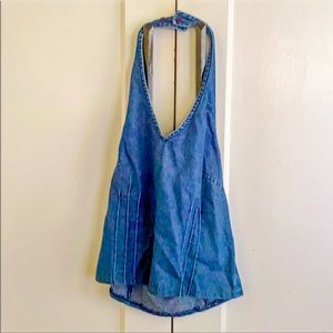 Loft Ann Taylor Jean halter top with side zipper